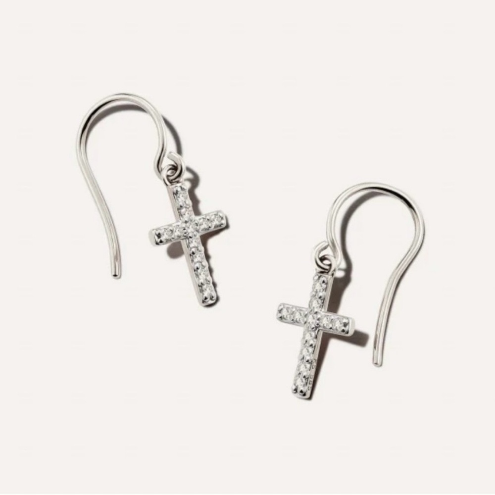 Kendra Scott 14k white gold and diamond cross earrings